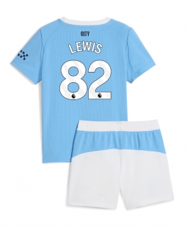 Billige Fotballdrakt Manchester City Rico Lewis #82 Replika Hjemmedraktsett Barn 2025-26 Kortermet (med bukser)